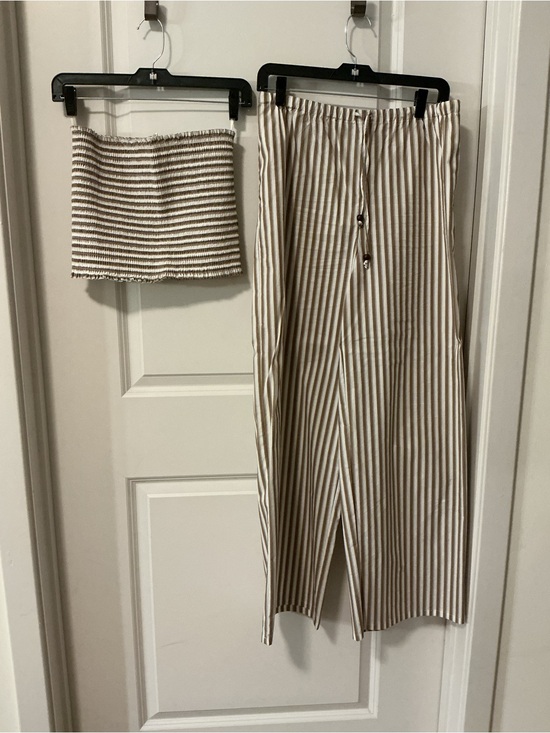 Christian Lacroix Other - Christian Lacroix Beige and White Striped Smocked Tube Top
